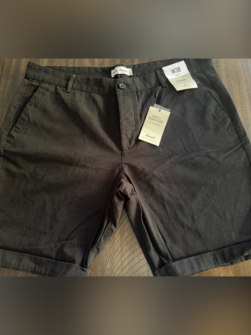 Denim&Co Black Flat-Front Men's Shorts Size 38